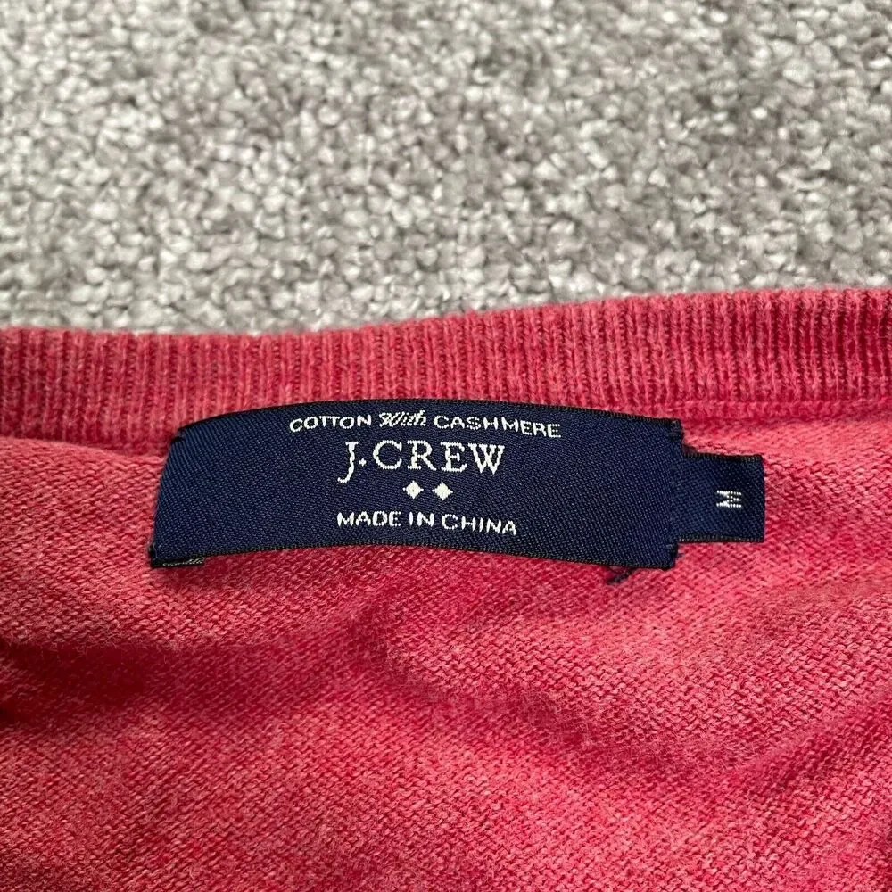J.Crew Pullover Sweater Mens Medium Red V-Neck Cotton Cashmere Business Casual